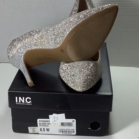 INC Womens Gold Rhinestone Padded Zitah Pointed Toe Stiletto Slip On Pumps - Picture 4 of 5